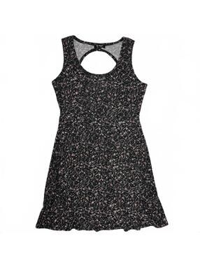 Lily Morgan Black Pink Floral Print Sleeveless Dress With A Keyhole Back Sz M